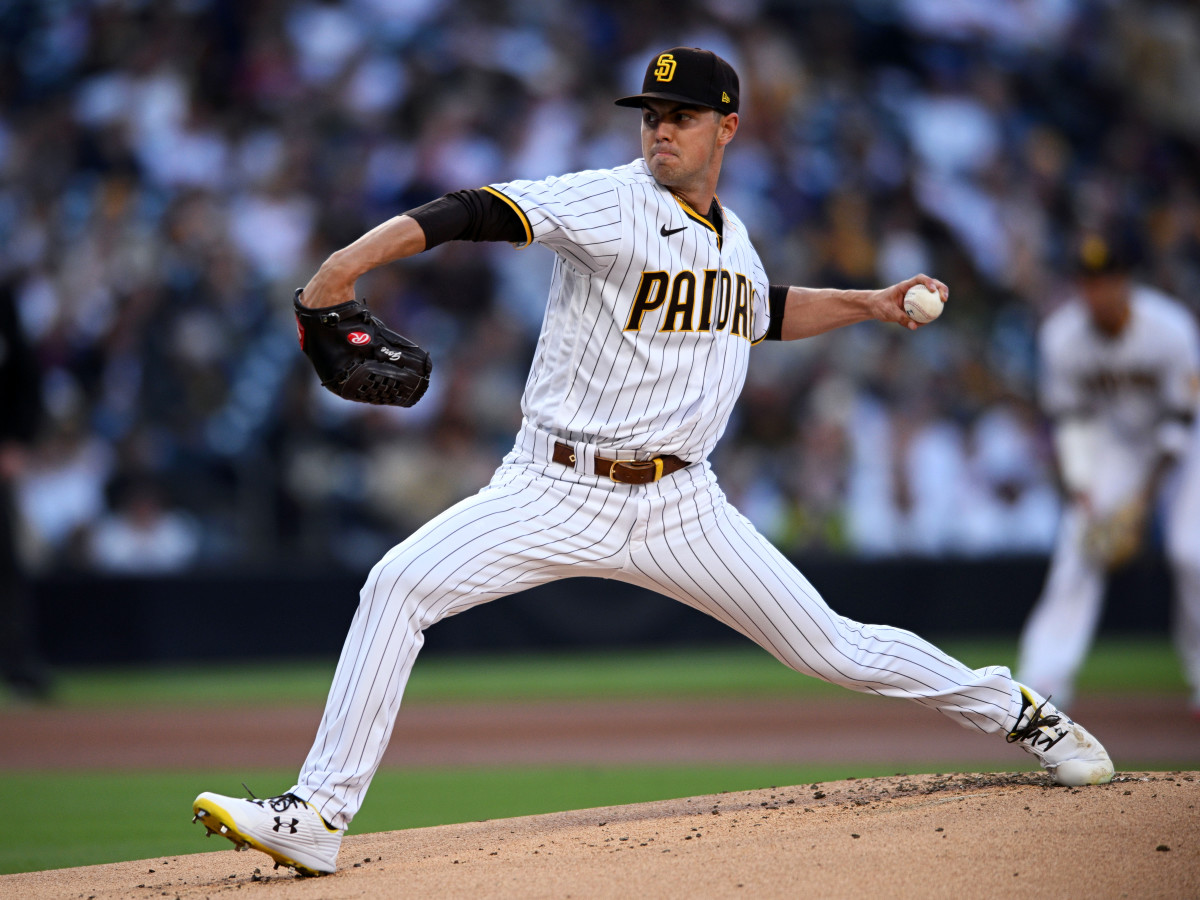 May 9, 2022; San Diego, California, USA; San Diego Padres starting pitcher MacKenzie Gore (1) throws a pitch against the Chicago Cubs during the first inning at Petco Park.